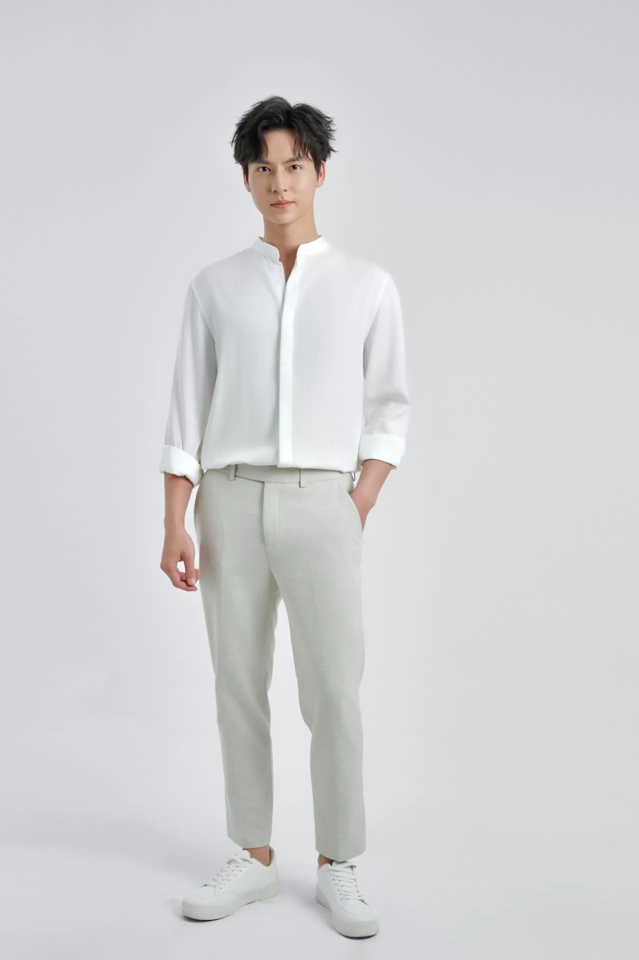 Áo Sơ Mi Cổ Tàu Dài Tay Regular 3118